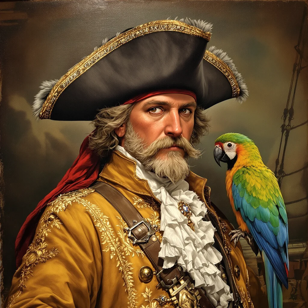 Pirate captain, oil painting style